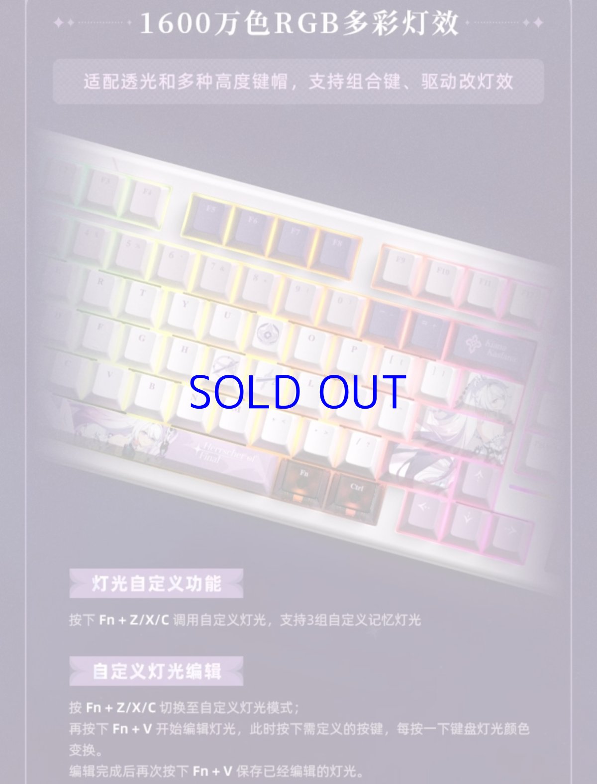 画像12: 【3rd 748pt】崩壊3rd　キアナ・終焉の律者　メカニカルキーボード【特殊航空便、船便】 (12)